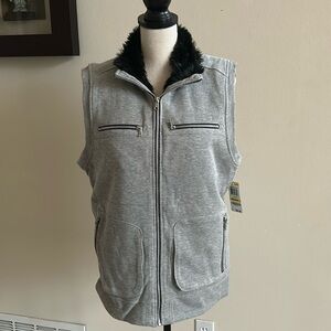 I.N.C gray knit fur lined vest size M NWT